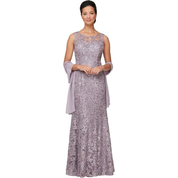NWT Alex Evenings Womens 6P Long Sleeveless Mother of The Bride Dress w/ Shawl - Picture 9 of 9